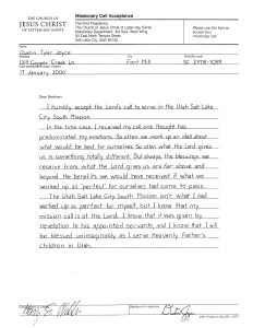 Dustin's Missionary Call Acceptance