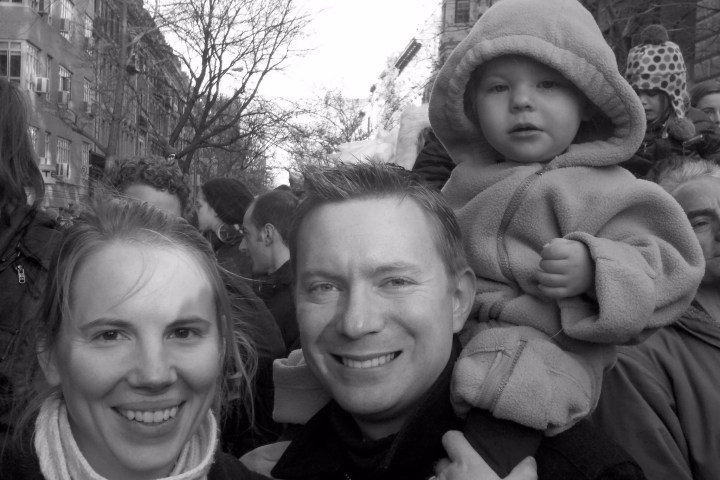 Susan, Dustin, and Fiona at the Macy's Thanksgiving Day Parade, 24 November 2011.