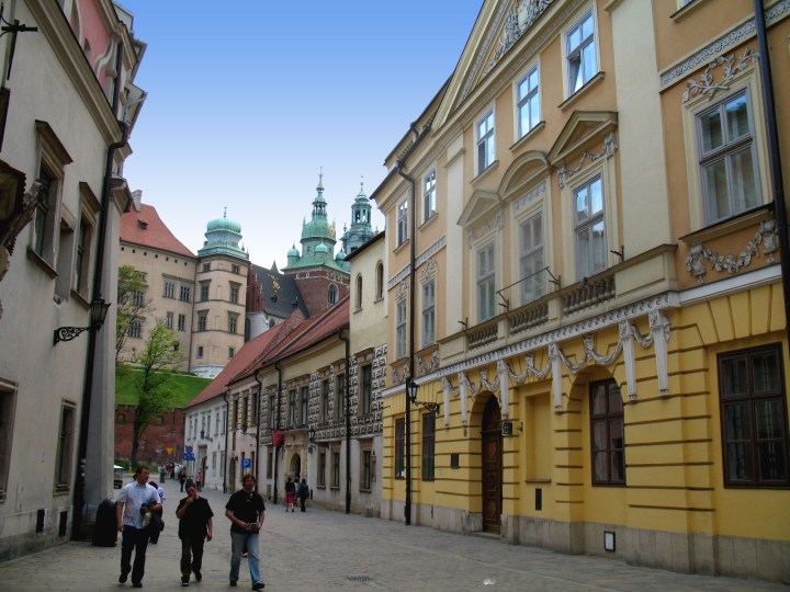 Kanonicza Street in Krakow looking toward Wawel Castle.