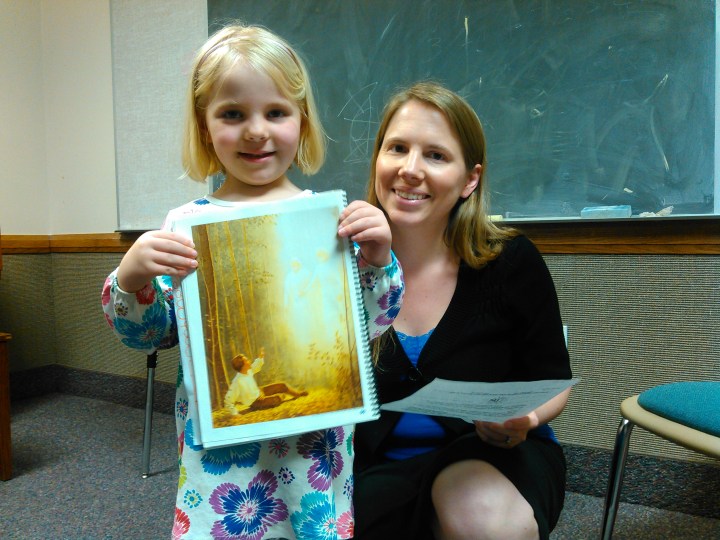 We took this photo in the Primary room after church. This is about what it looked like as Fiona gave her first talk in Primary and Susan helped her.