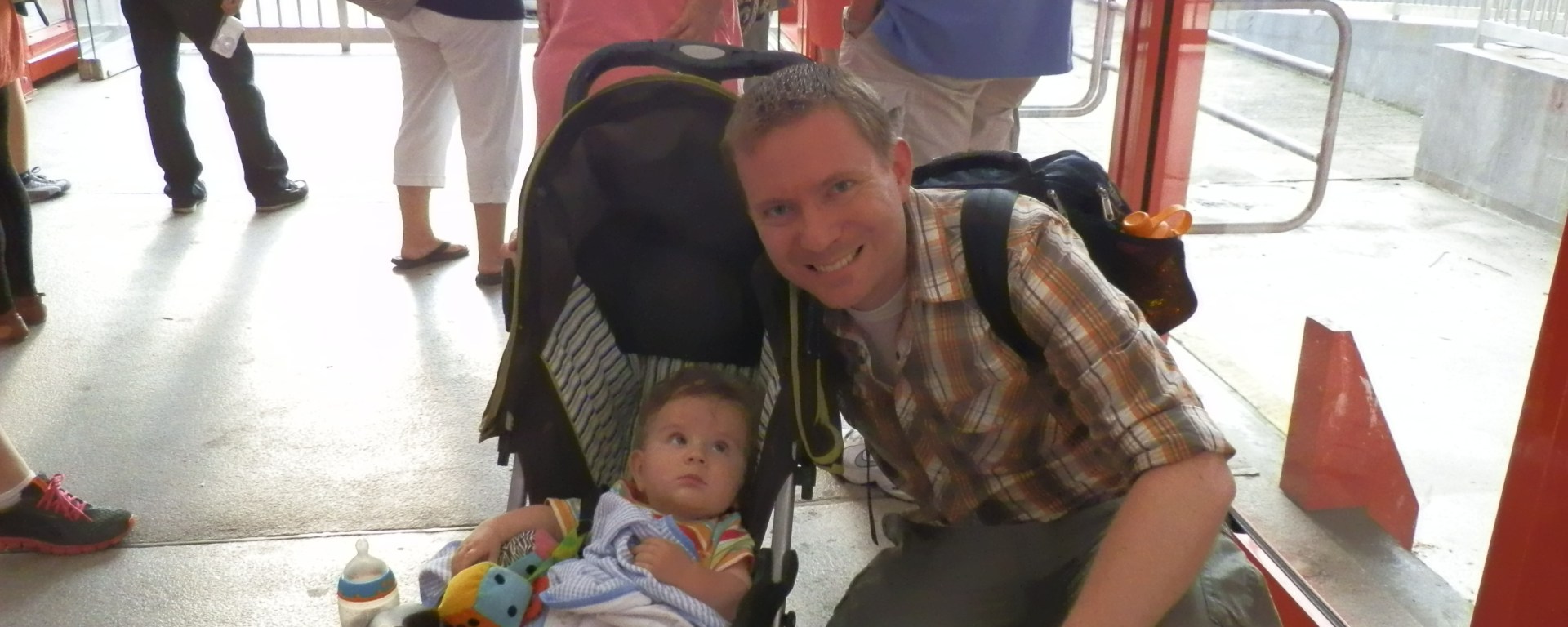 Colin and Dustin at the Roosevelt Island Tram, 27 June 2014.